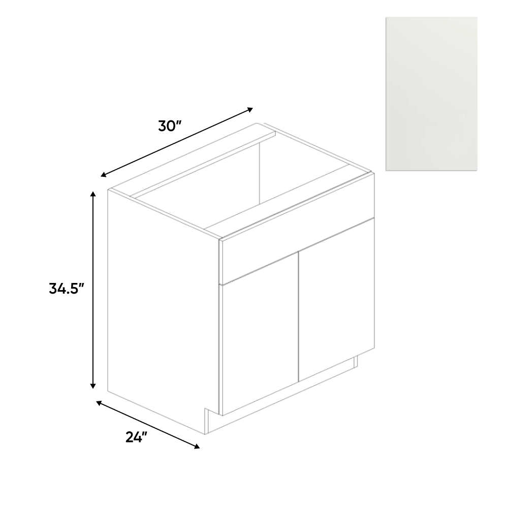 Blanco Matte - Sink Base Cabinet - 30"W x 34.5"H x 24"D - Pre Assembled - Frameless Cabinet - BUILDMYPLACE