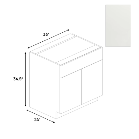 Blanco Matte - Sink Base Cabinet - 36"W x 34.5"H x 24"D - Pre Assembled - Frameless Cabinet - BUILDMYPLACE