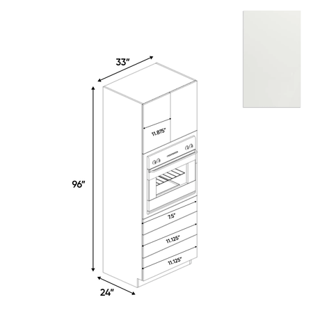 Blanco Matte - Tall Oven Cabinet - 33"W x 96"H x 24"D - Pre Assembled - Frameless Cabinet - BUILDMYPLACE