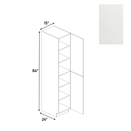 Blanco Matte - Tall Pantry Cabinet - 15"W x 84"H x 24"D - Pre Assembled - Frameless Cabinet - BUILDMYPLACE