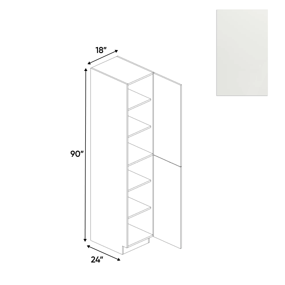 Blanco Matte - Tall Pantry Cabinet - 18"W x 90"H x 24"D - Pre Assembled - Frameless Cabinet - BUILDMYPLACE