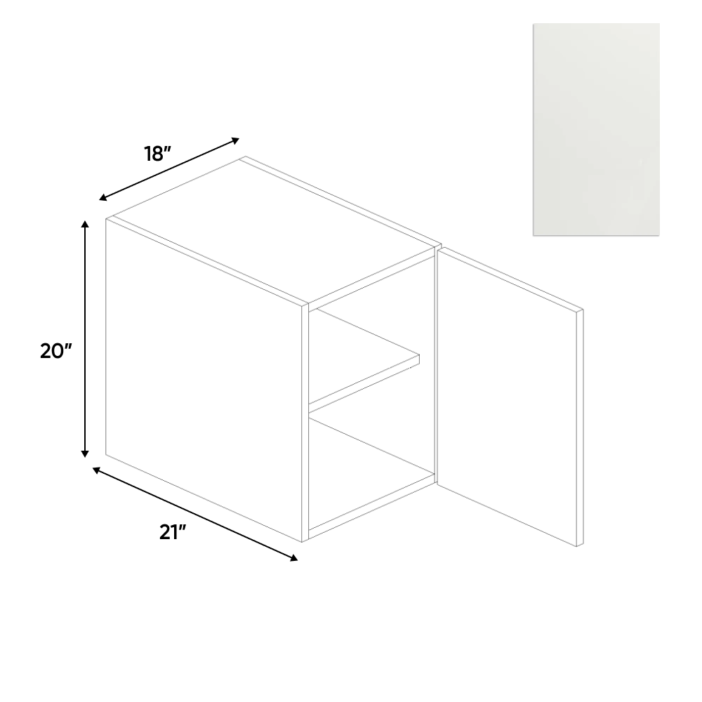 Blanco Matte - Vanity Hanging Base Cabinet - 18"W x 20"H x 21"D - Pre Assembled - Frameless Cabinet - BUILDMYPLACE