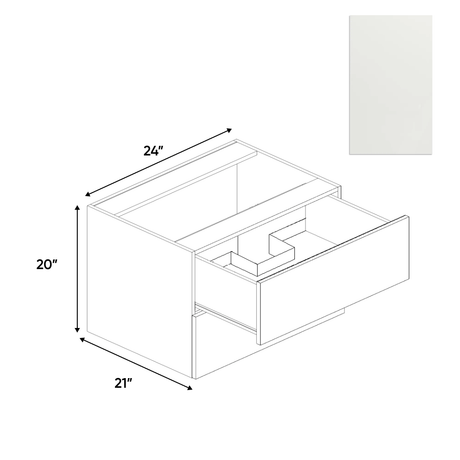 Blanco Matte - Vanity Hanging Drawer Sink Base Cabinet - 24"W x 20"H x 21"D - Pre Assembled - Frameless Cabinet - BUILDMYPLACE