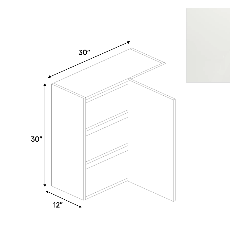 Blanco Matte - Wall Blind Corner Cabinet - 30"W x 30"H x 12"D - Pre Assembled - Frameless Cabinet - BUILDMYPLACE