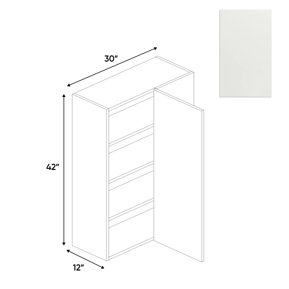 Blanco Matte - Wall Blind Corner Cabinet - 30"W x 42"H x 12"D - Pre Assembled - Frameless Cabinet - BUILDMYPLACE