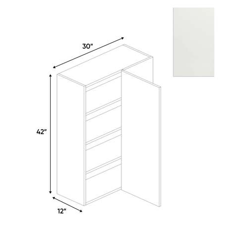 Blanco Matte - Wall Blind Corner Cabinet - 30"W x 42"H x 12"D - Pre Assembled - Frameless Cabinet - BUILDMYPLACE