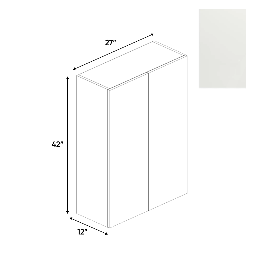 Blanco Matte - Wall Cabinet - 27"W x 42"H x 12"D - Pre Assembled - Frameless Cabinet - BUILDMYPLACE