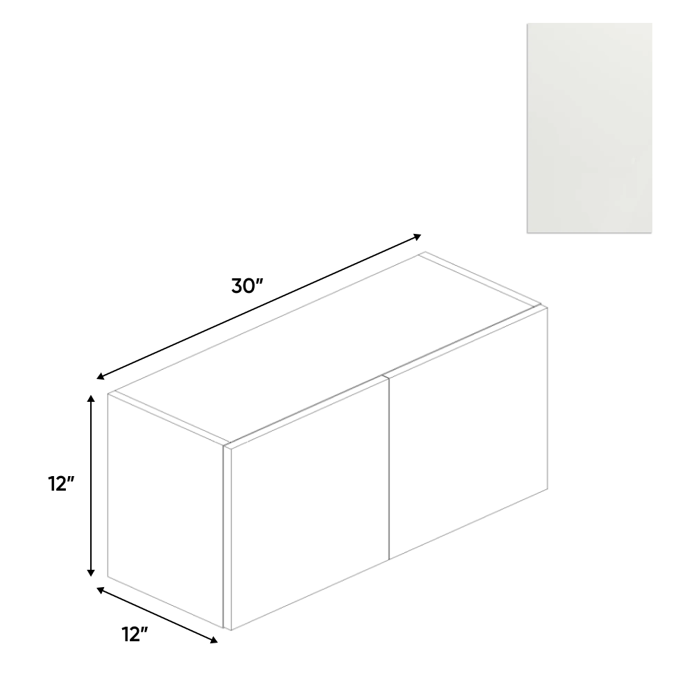 Blanco Matte - Wall Cabinet - 30"W x 12"H x 12"D - Pre Assembled - Frameless Cabinet - BUILDMYPLACE