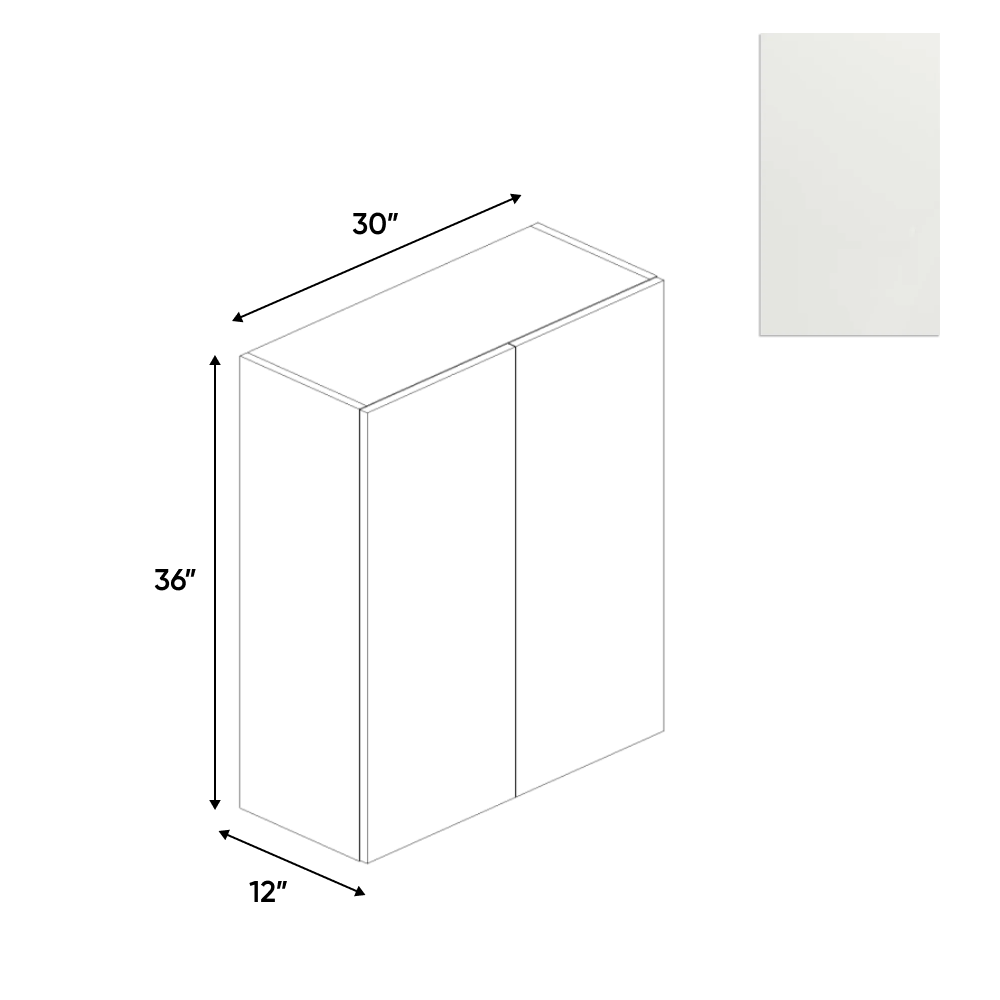 Blanco Matte - Wall Cabinet - 30"W x 36"H x 12"D - Pre Assembled - Frameless Cabinet - BUILDMYPLACE