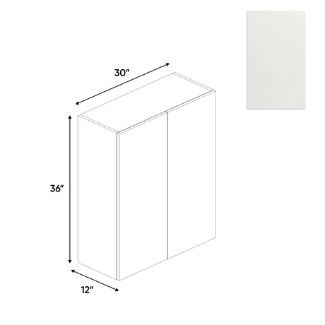 Blanco Matte - Wall Cabinet - 30"W x 36"H x 12"D - Pre Assembled - Frameless Cabinet - BUILDMYPLACE