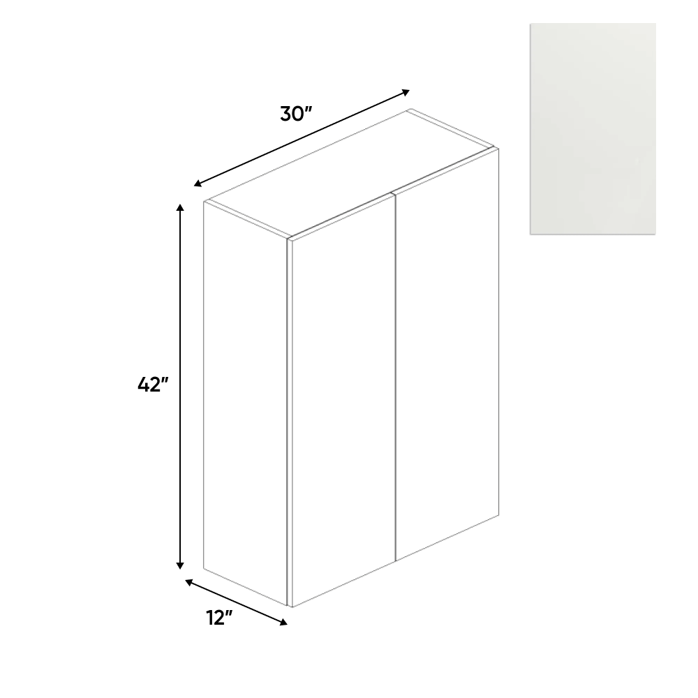 Blanco Matte - Wall Cabinet - 30"W x 42"H x 12"D - Pre Assembled - Frameless Cabinet - BUILDMYPLACE