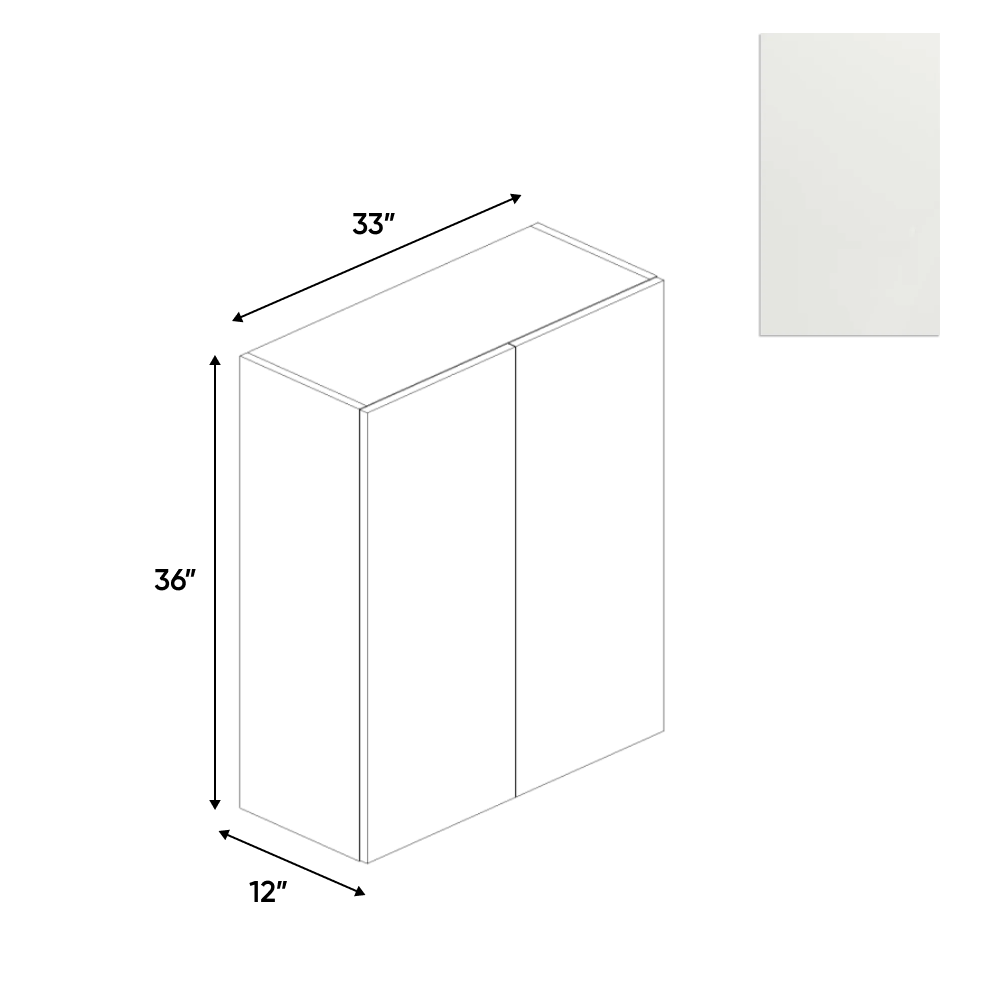 Blanco Matte - Wall Cabinet - 33"W x 36"H x 12"D - Pre Assembled - Frameless Cabinet - BUILDMYPLACE