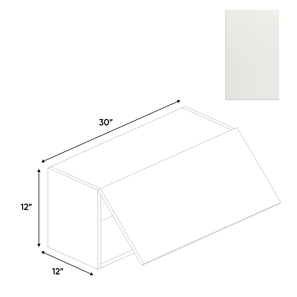 Blanco Matte - Wall Upper Cabinet - 30"W x 12"H x 12"D - Pre Assembled - Frameless Cabinet - BUILDMYPLACE