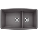 Blanco Performa 1 - 3/4 Double Bowl Kitchen Sink with Low Divide 60/40 - BUILDMYPLACE