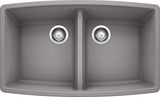 Blanco Performa 33 Inch Silgranit 50/50 Equal Double Bowl Undermount Kitchen Sink - BUILDMYPLACE