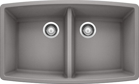 Blanco Performa 33 Inch Silgranit 50/50 Equal Double Bowl Undermount Kitchen Sink - BUILDMYPLACE