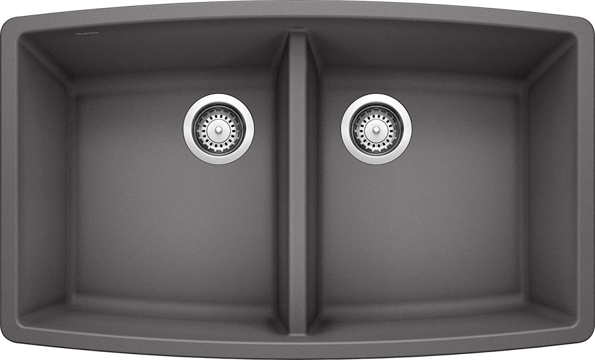 Blanco Performa 33 Inch Silgranit 50/50 Equal Double Bowl Undermount Kitchen Sink - BUILDMYPLACE