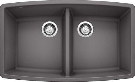 Blanco Performa 33 Inch Silgranit 50/50 Equal Double Bowl Undermount Kitchen Sink - BUILDMYPLACE