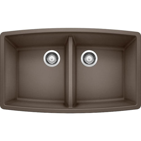 Blanco Performa 33 Inch Silgranit 50/50 Equal Double Bowl Undermount Kitchen Sink - BUILDMYPLACE