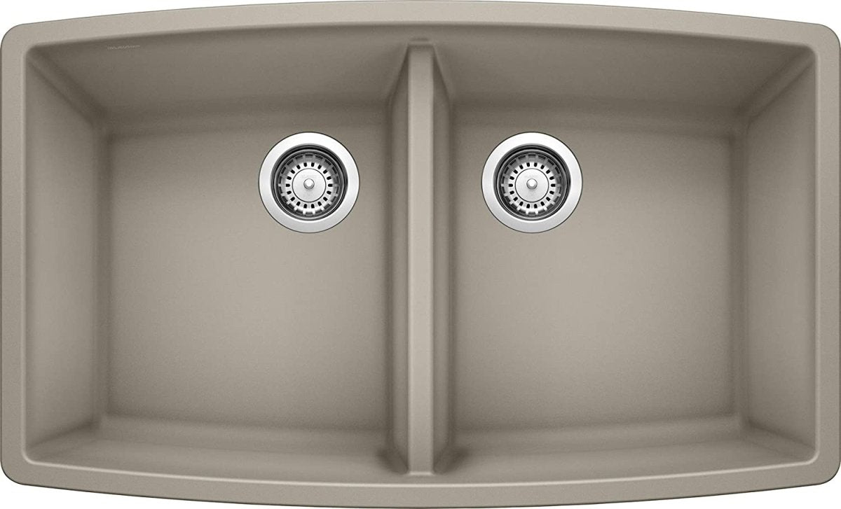 Blanco Performa 33 Inch Silgranit 50/50 Equal Double Bowl Undermount Kitchen Sink - BUILDMYPLACE