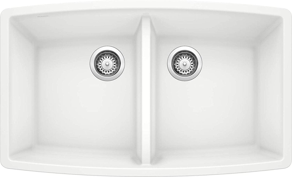 Blanco Performa 33 Inch Silgranit 50/50 Equal Double Bowl Undermount Kitchen Sink - BUILDMYPLACE