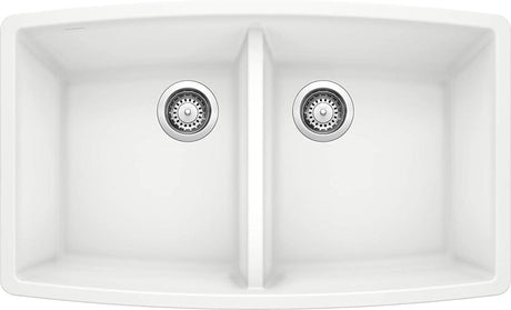 Blanco Performa 33 Inch Silgranit 50/50 Equal Double Bowl Undermount Kitchen Sink - BUILDMYPLACE