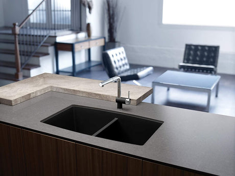 Blanco Performa 33 Inch Silgranit 50/50 Equal Double Bowl Undermount Kitchen Sink - BUILDMYPLACE