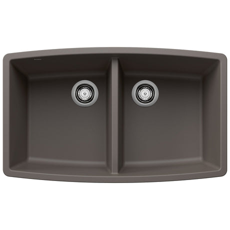 Blanco Performa 33 Inch Silgranit 50/50 Equal Double Bowl Undermount Kitchen Sink - BUILDMYPLACE