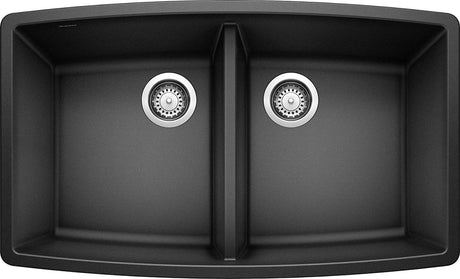 Blanco Performa 33 Inch Silgranit 50/50 Equal Double Bowl Undermount Kitchen Sink - BUILDMYPLACE