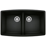 Blanco Performa 33 Inch Silgranit 50/50 Equal Double Bowl Undermount Kitchen Sink - BUILDMYPLACE