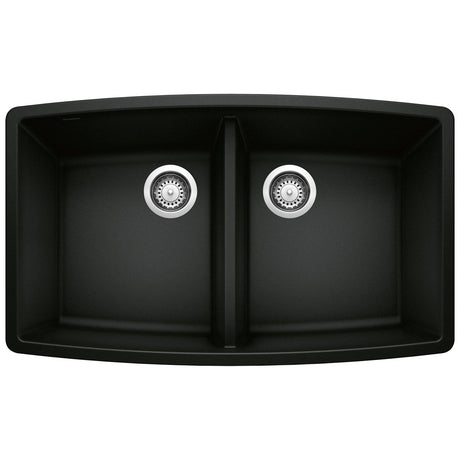 Blanco Performa 33 Inch Silgranit 50/50 Equal Double Bowl Undermount Kitchen Sink - BUILDMYPLACE