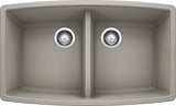 Blanco Performa 33 Inch Silgranit 50/50 Equal Double Bowl Undermount Kitchen Sink - BUILDMYPLACE