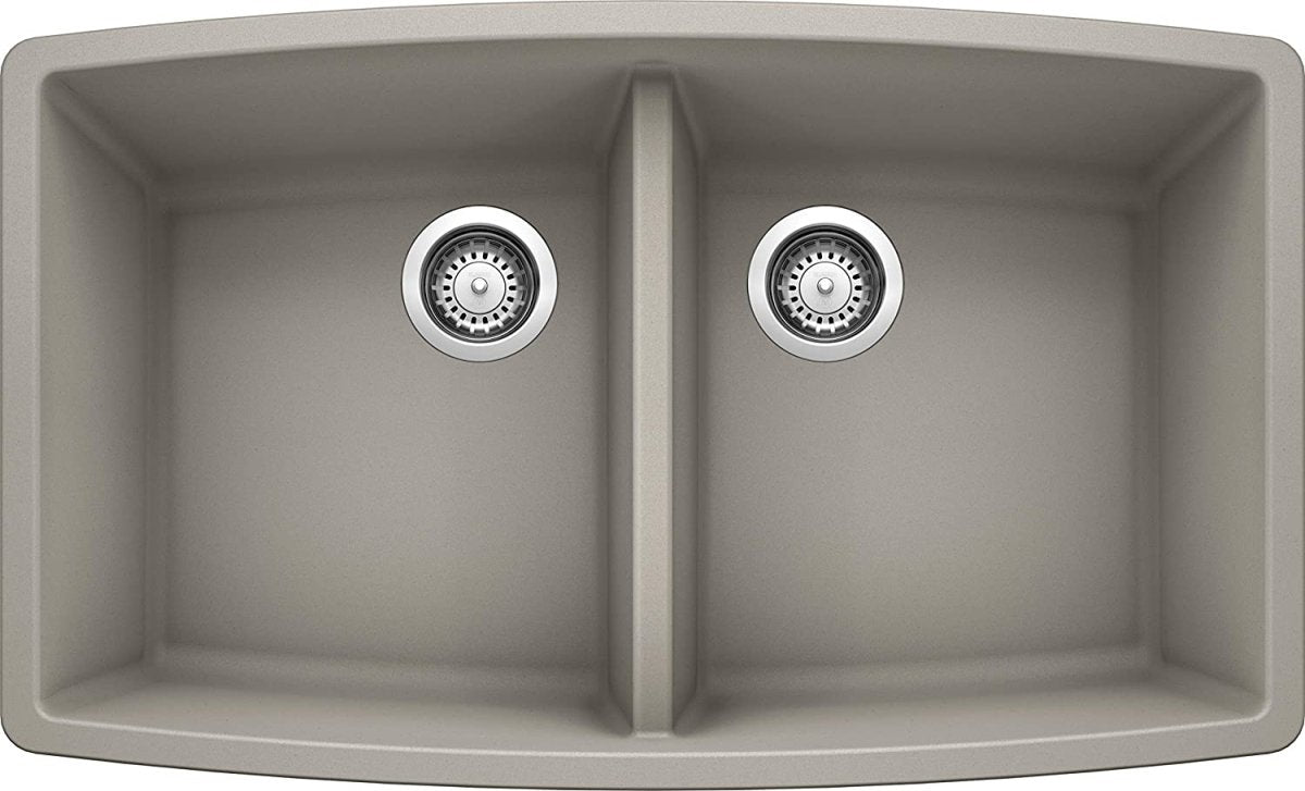 Blanco Performa 33 Inch Silgranit 50/50 Equal Double Bowl Undermount Kitchen Sink - BUILDMYPLACE