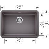 Blanco Precis 25 inch Single Bowl Silgranit ADA Undermount Kitchen Sink - BUILDMYPLACE