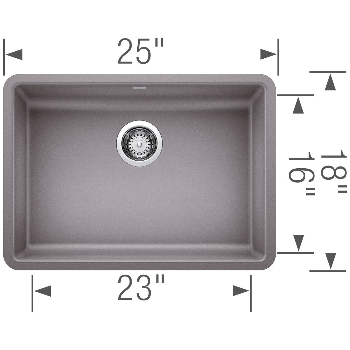 Blanco Precis 25 inch Single Bowl Silgranit ADA Undermount Kitchen Sink - BUILDMYPLACE