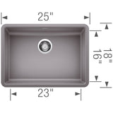 Blanco Precis 25 inch Single Bowl Silgranit ADA Undermount Kitchen Sink - BUILDMYPLACE