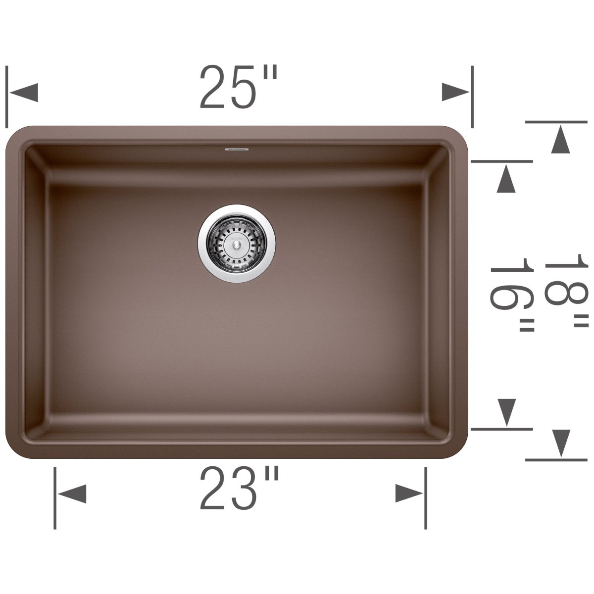 Blanco Precis 25 inch Single Bowl Silgranit ADA Undermount Kitchen Sink - BUILDMYPLACE