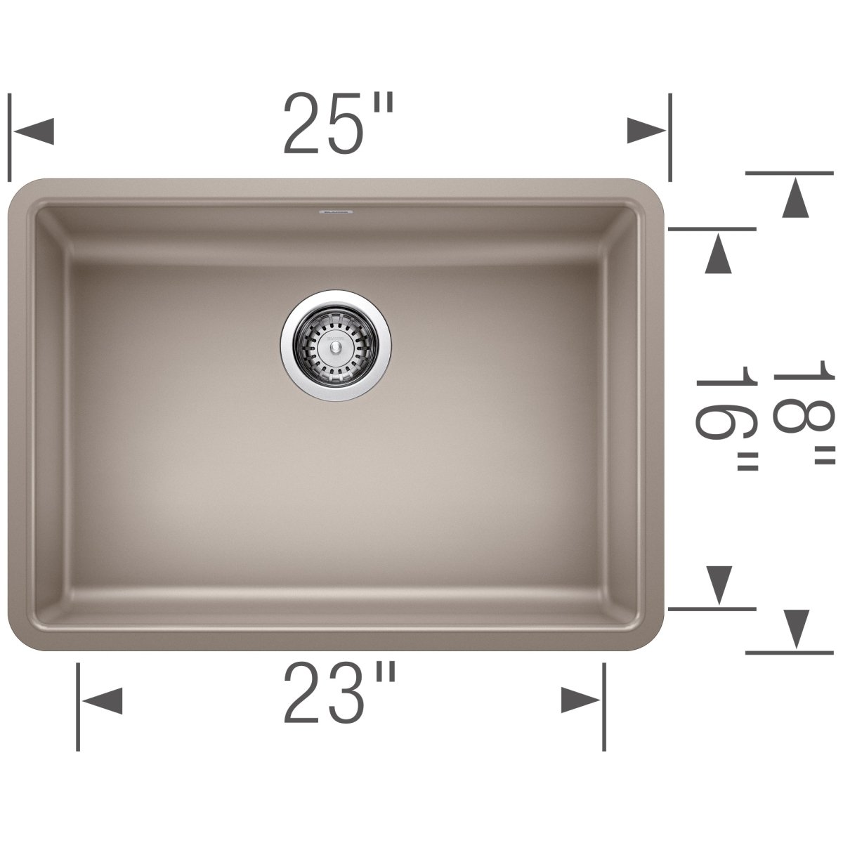 Blanco Precis 25 inch Single Bowl Silgranit ADA Undermount Kitchen Sink - BUILDMYPLACE