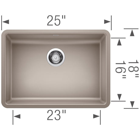 Blanco Precis 25 inch Single Bowl Silgranit ADA Undermount Kitchen Sink - BUILDMYPLACE