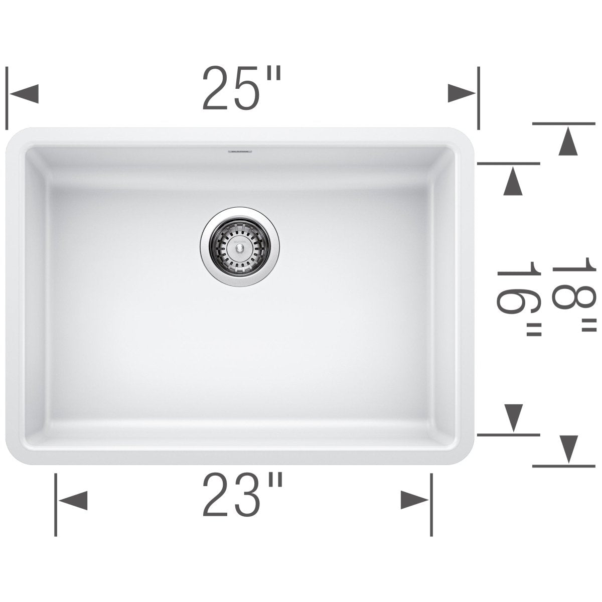 Blanco Precis 25 inch Single Bowl Silgranit ADA Undermount Kitchen Sink - BUILDMYPLACE