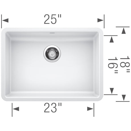 Blanco Precis 25 inch Single Bowl Silgranit ADA Undermount Kitchen Sink - BUILDMYPLACE