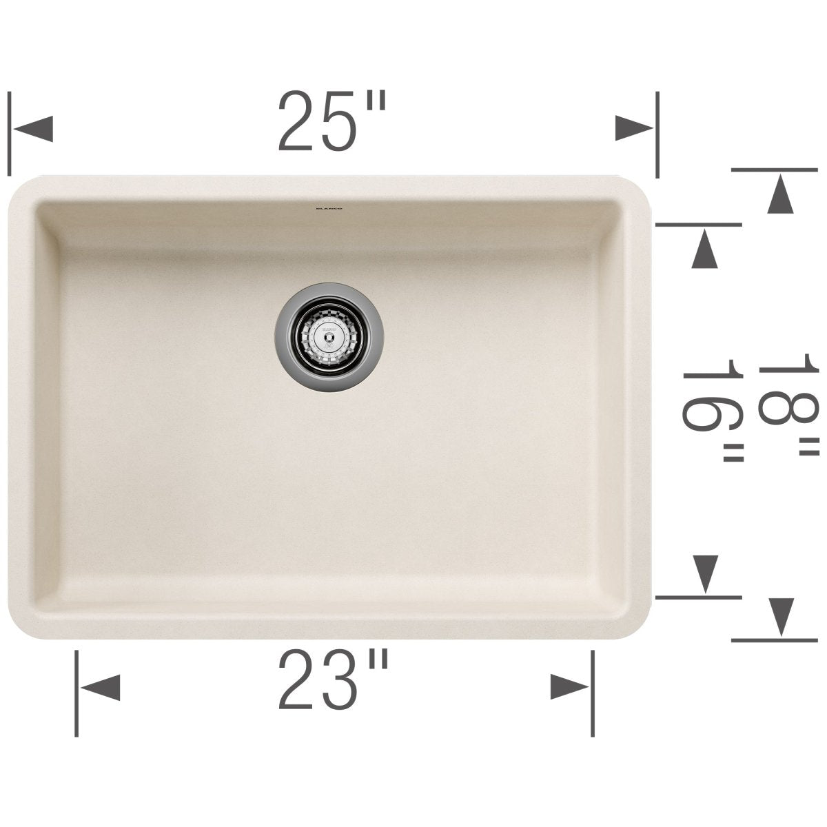 Blanco Precis 25 inch Single Bowl Silgranit ADA Undermount Kitchen Sink - BUILDMYPLACE