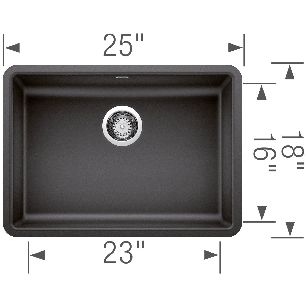 Blanco Precis 25 inch Single Bowl Silgranit ADA Undermount Kitchen Sink - BUILDMYPLACE