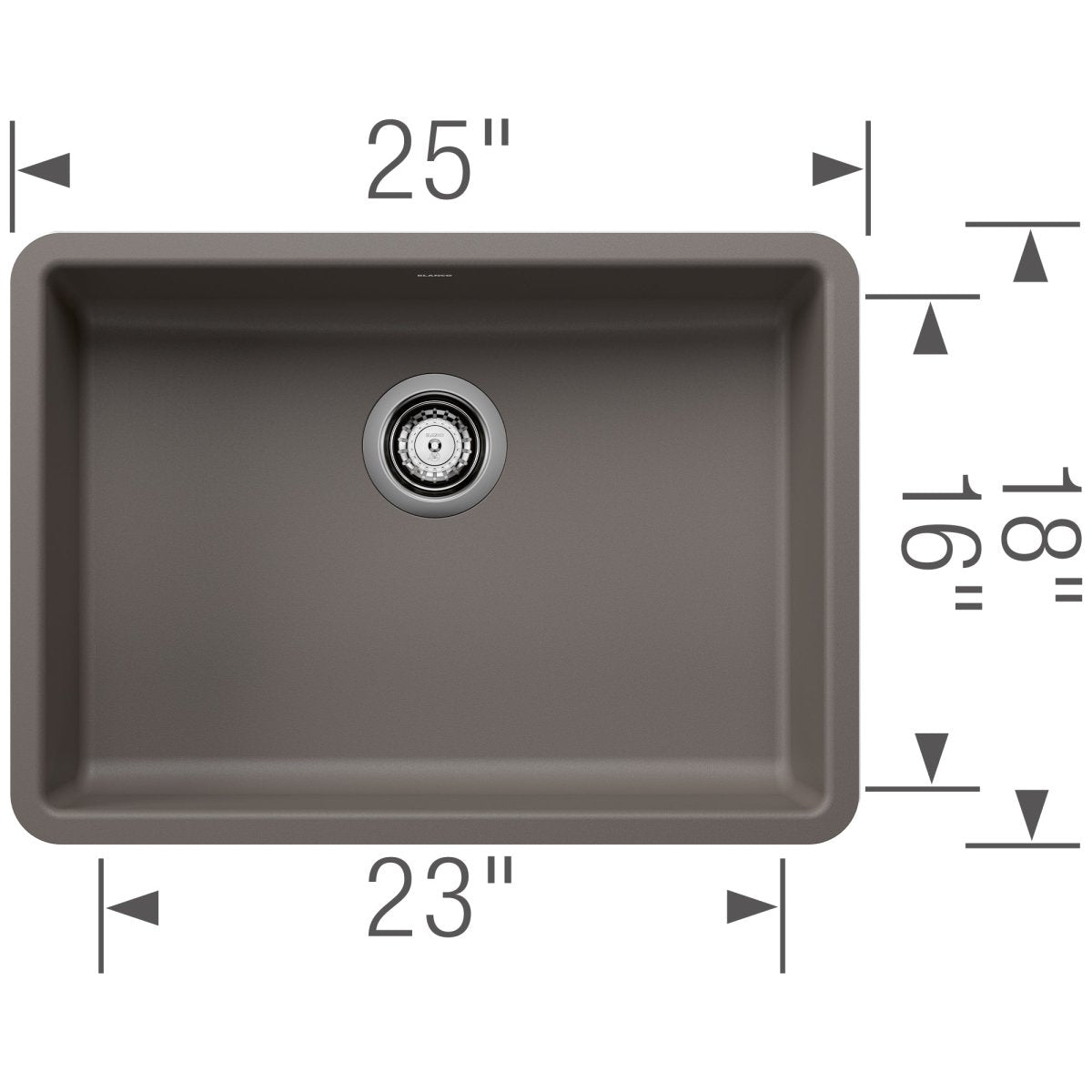 Blanco Precis 25 inch Single Bowl Silgranit ADA Undermount Kitchen Sink - BUILDMYPLACE