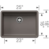 Blanco Precis 25 inch Single Bowl Silgranit ADA Undermount Kitchen Sink - BUILDMYPLACE