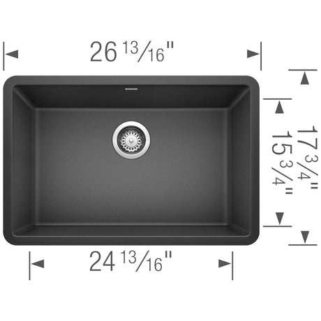 Blanco Precis 27 inch Single Bowl Silgranit Undermount Kitchen Sink - BUILDMYPLACE