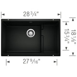 Blanco Precis 28 - 3/4 Inch Cascade Super Single Silgranit Undermount Kitchen Sink with Colander - BUILDMYPLACE