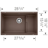 Blanco Precis 28 - 3/4 Inch Cascade Super Single Silgranit Undermount Kitchen Sink with Colander - BUILDMYPLACE