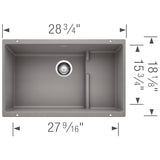 Blanco Precis 28 - 3/4 Inch Cascade Super Single Silgranit Undermount Kitchen Sink with Colander - BUILDMYPLACE