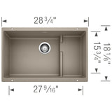 Blanco Precis 28 - 3/4 Inch Cascade Super Single Silgranit Undermount Kitchen Sink with Colander - BUILDMYPLACE